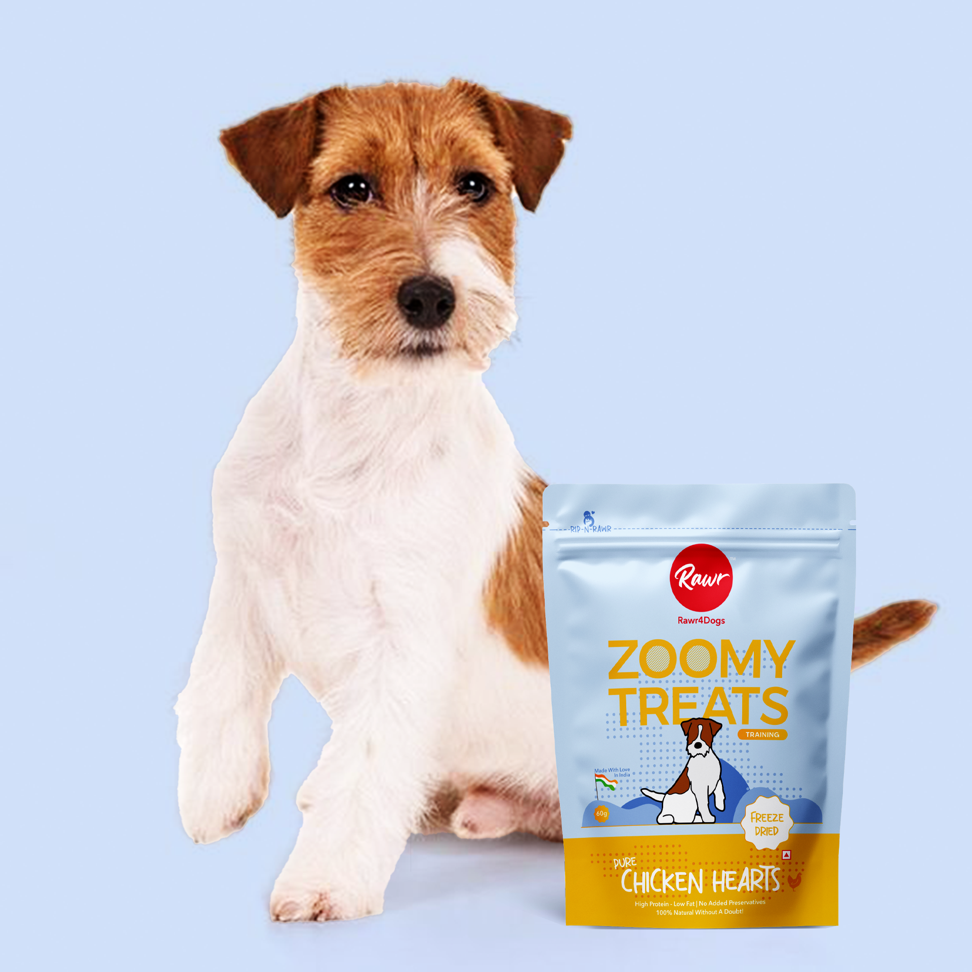 Rawr4Dogs | Zoomy Treats | Freeze-Dried Chicken Hearts | 60 GMS