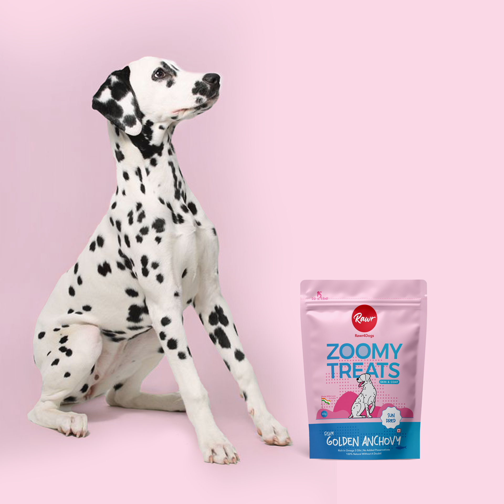 Rawr4Dogs | Zoomy Treats | Sun-Dried Golden Anchovy Fish | 60 GMS