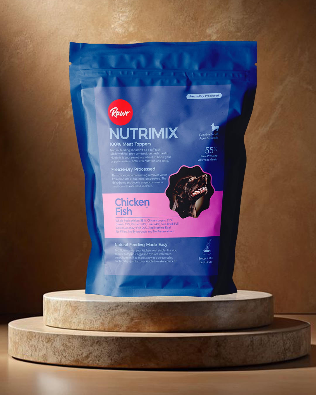 Rawr4Dogs | Nutrimix Freeze-Dried | 100% Meat Toppers | Chicken & Fish