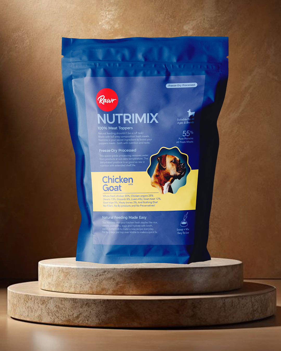 Rawr4Dogs | Nutrimix Freeze-Dried | 100% Meat Toppers | Chicken & Goat