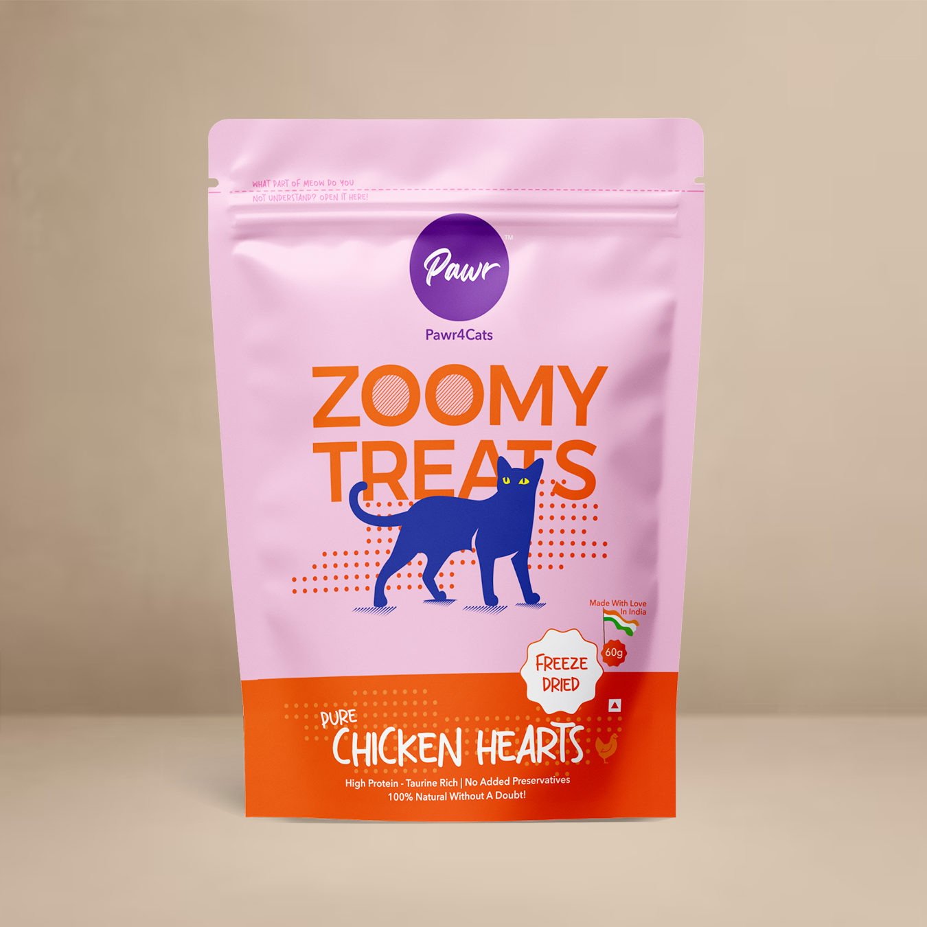 Pawr4Cats | Zoomy Treats | Freeze-Dried Chicken Hearts | 45 GMS