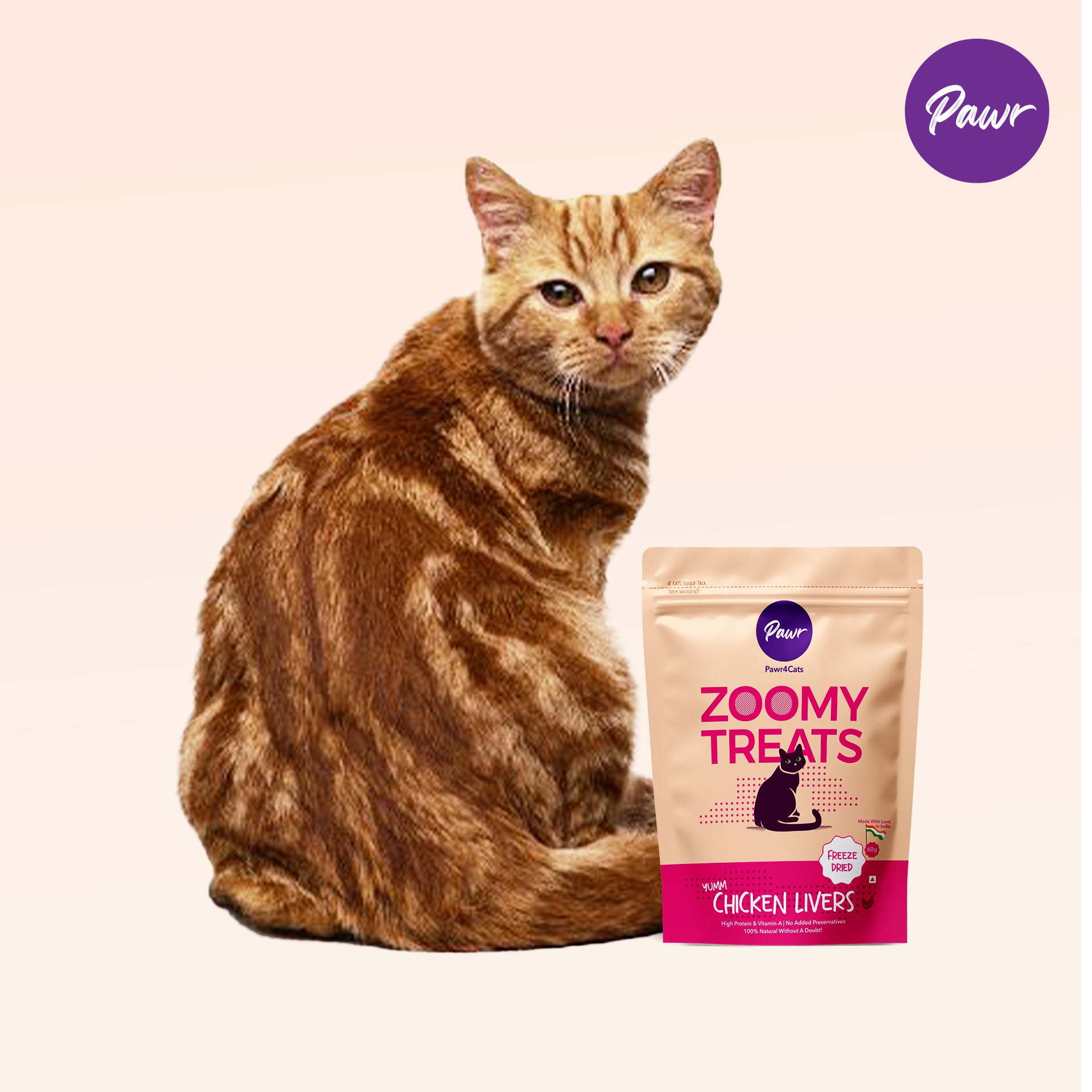 Pawr4Cats | Zoomy Treats | Freeze-Dried Chicken Livers | 45 GMS