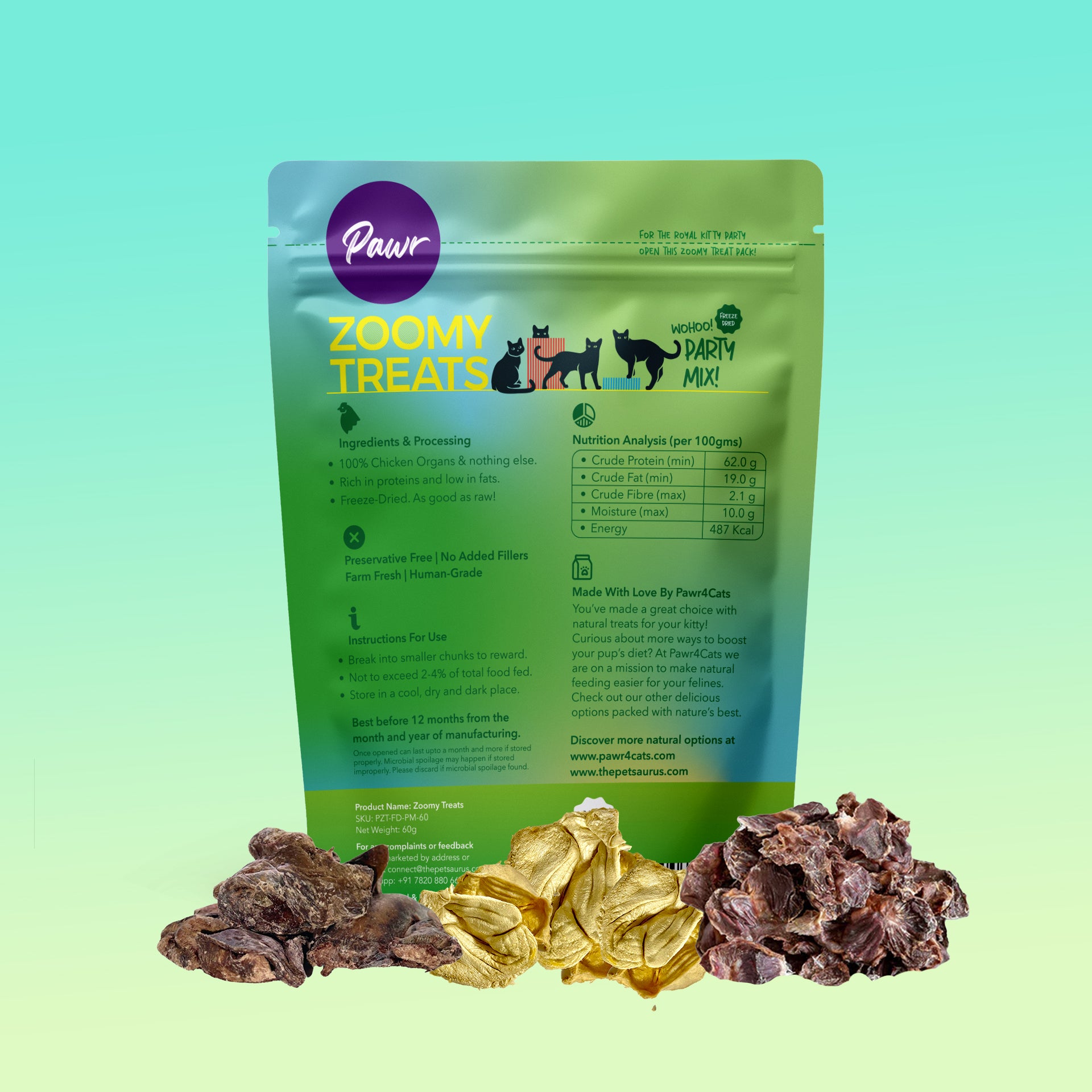 Pawr4Cats | Zoomy Treats | Freeze-Dried Party Mix | 60 GMS