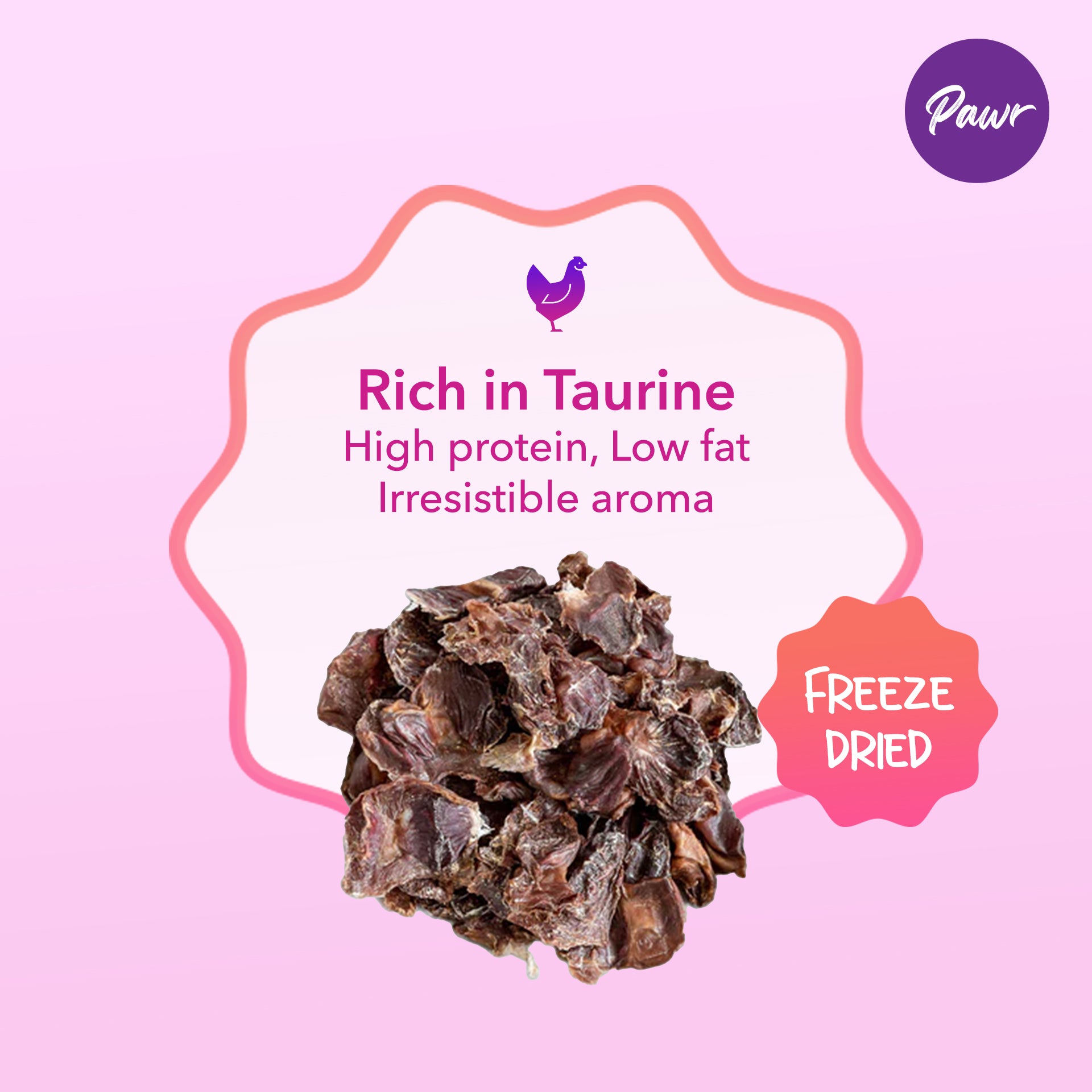 Pawr4Cats | Zoomy Treats | Freeze-Dried Chicken Hearts | 45 GMS