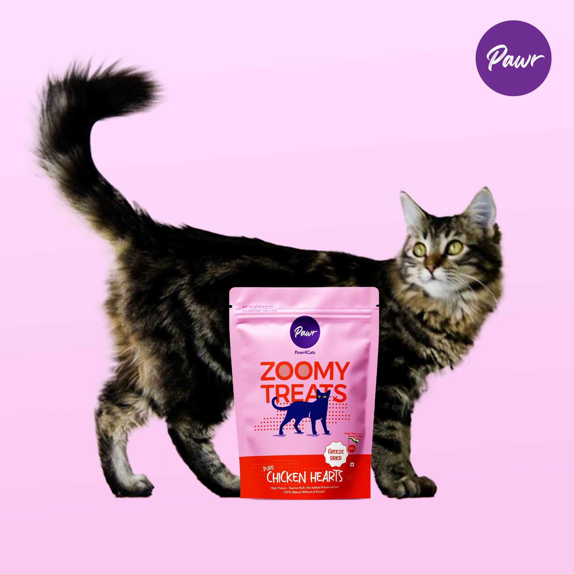 Pawr4Cats | Zoomy Treats | Freeze-Dried Chicken Hearts | 45 GMS