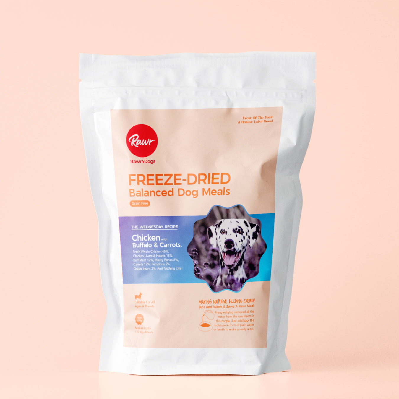 Rawr4Dogs | Complete Freeze-Dried Meals | PastureBound | Chicken, Buffalo and Carrots