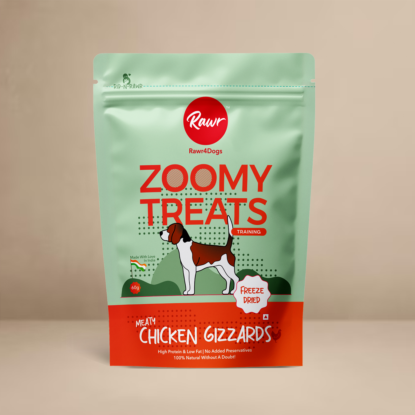 Rawr4Dogs | Zoomy Treats | Freeze-Dried Chicken Gizzards | 60 GMS