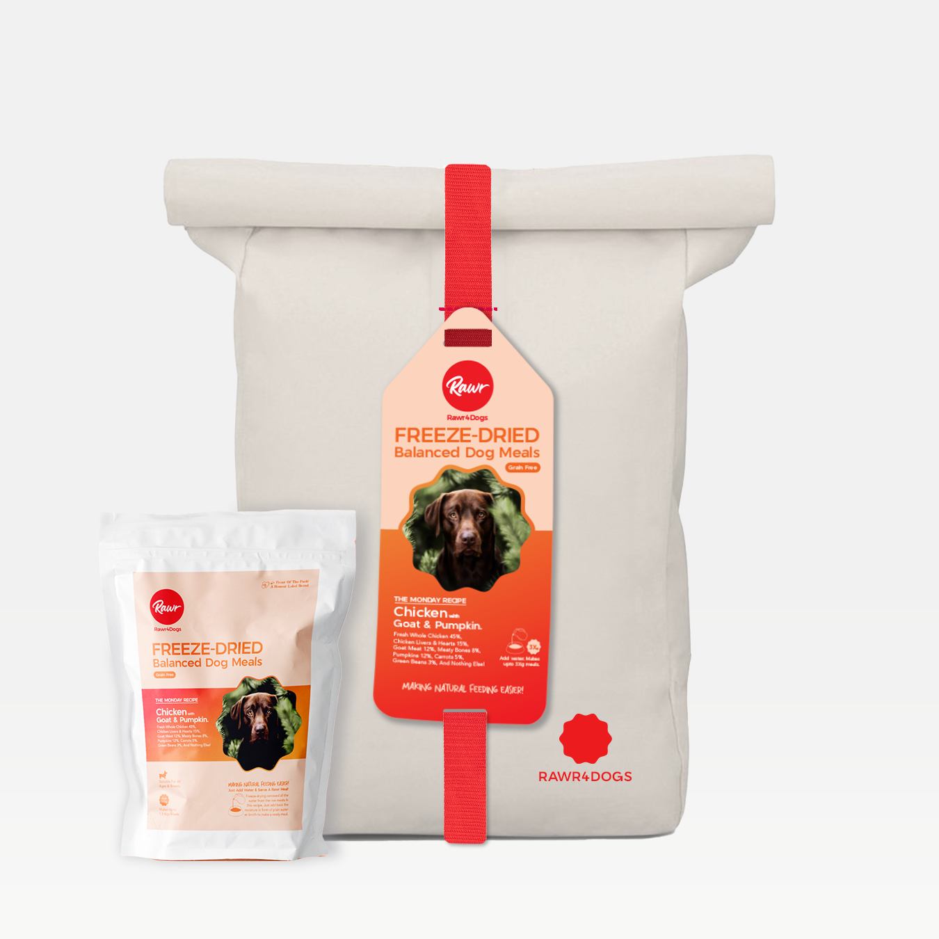 Rawr4Dogs | Complete Freeze-Dried Meals | GrassLands | Chicken, Goat and Pumpkin
