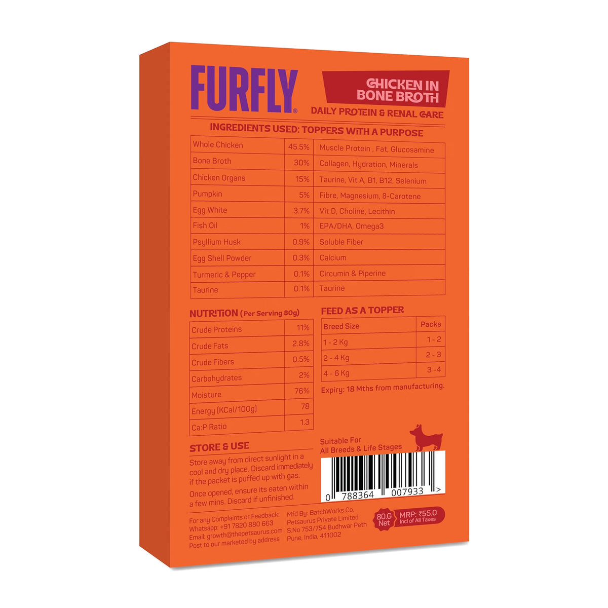 FurFly Dog | Chicken in Bone Broth - Dog Wet Food Pouches | 80Gms