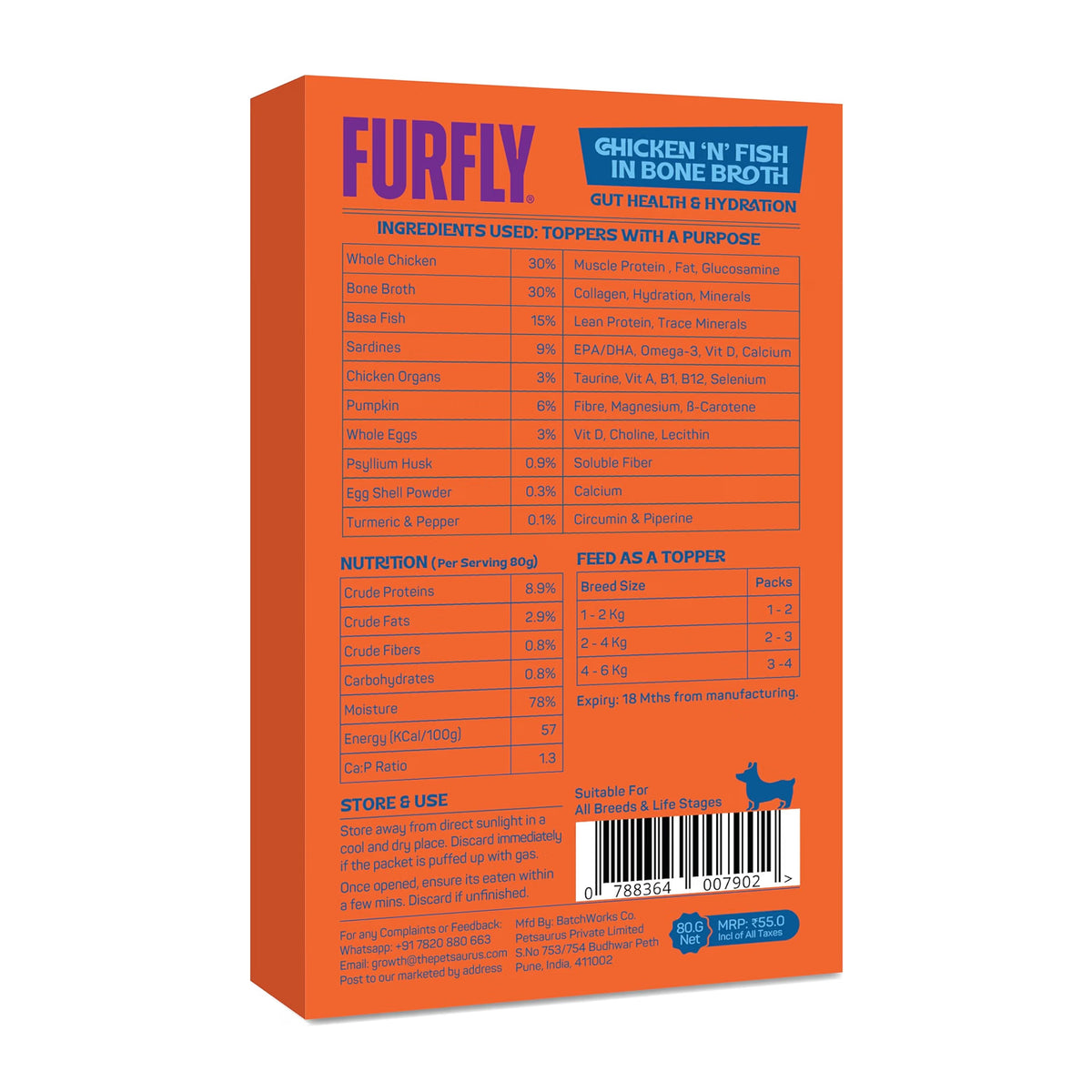 FurFly Dogs | Chicken 'N' Fish in Bone Broth Wet Dog Food | 80 gms