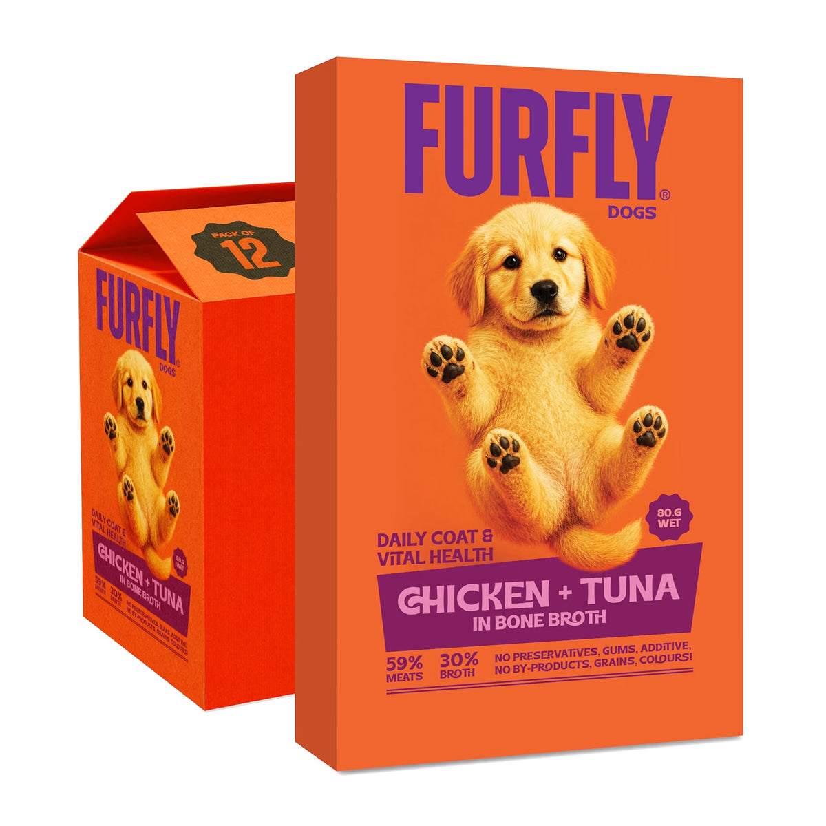FurFly Dogs | Chicken + Tuna in Bone Broth Dog Wet Food | 80g
