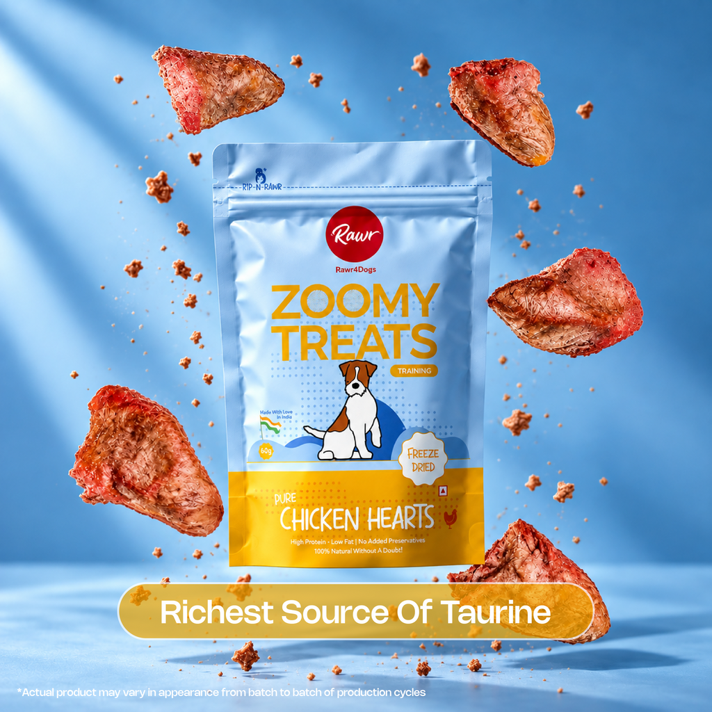 Rawr4Dogs | Zoomy Treats | Freeze-Dried Chicken Hearts | 45 GMS