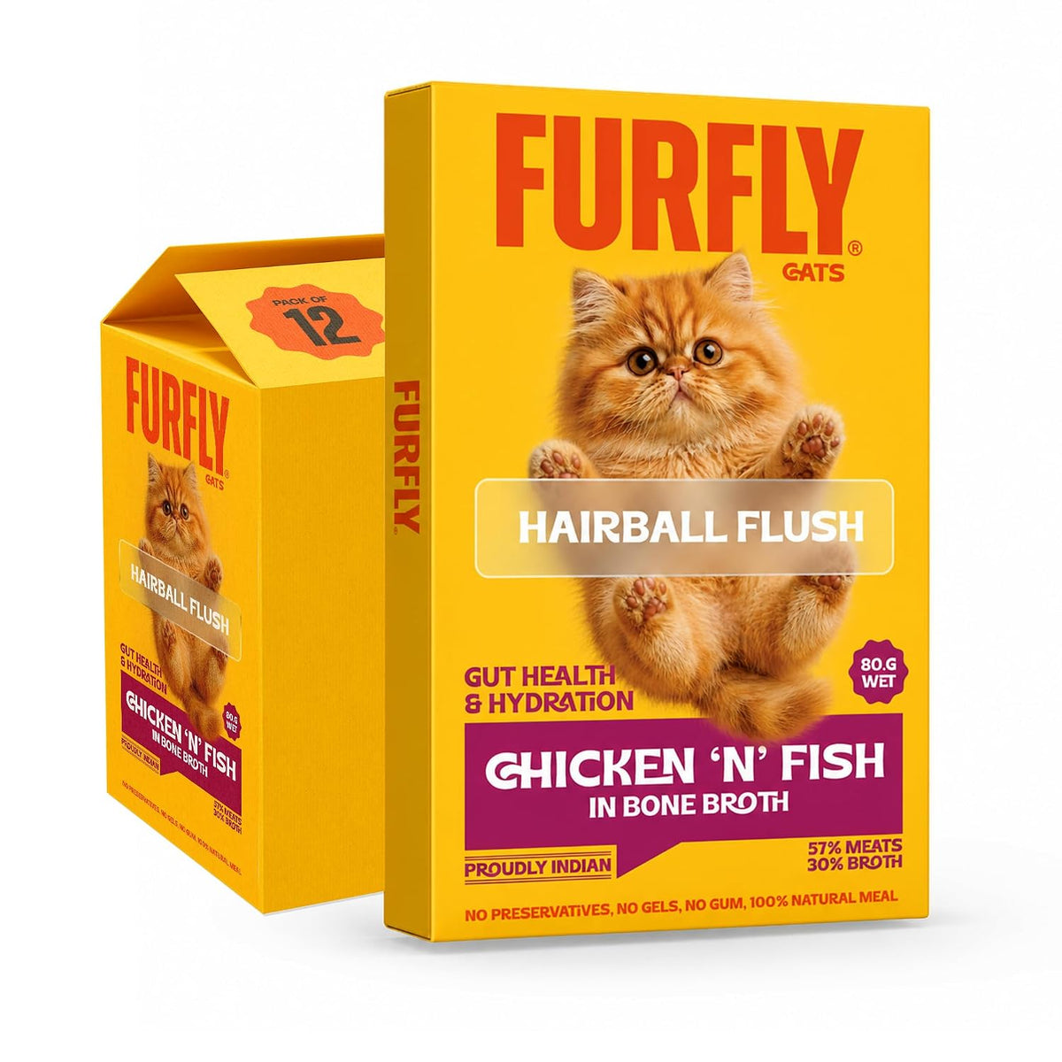 FurFly Cats | Chicken 'N' Fish Hairball Flush and Gut Health | 80gms