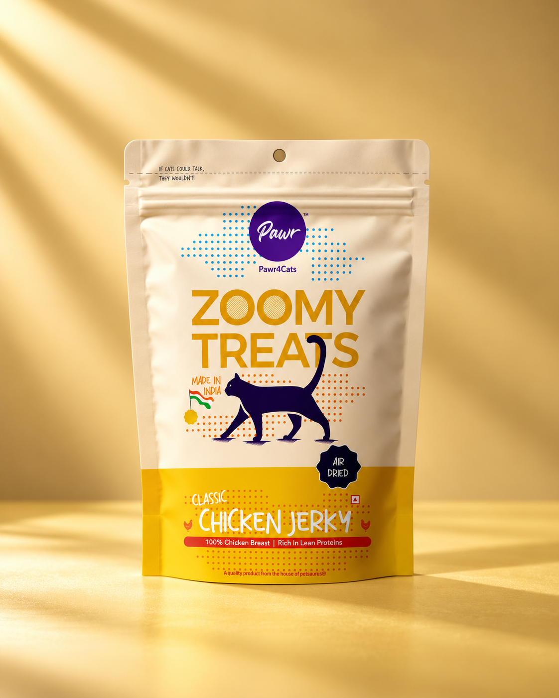 Pawr4Cats | Zoomy Treats | Air-Dried Classic Chicken Jerky | 50 GMS