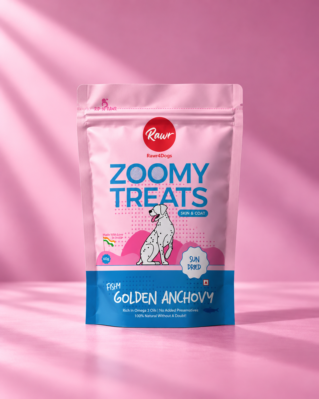 Rawr4Dogs | Zoomy Treats | Sun-Dried Golden Anchovy Fish | 60 GMS