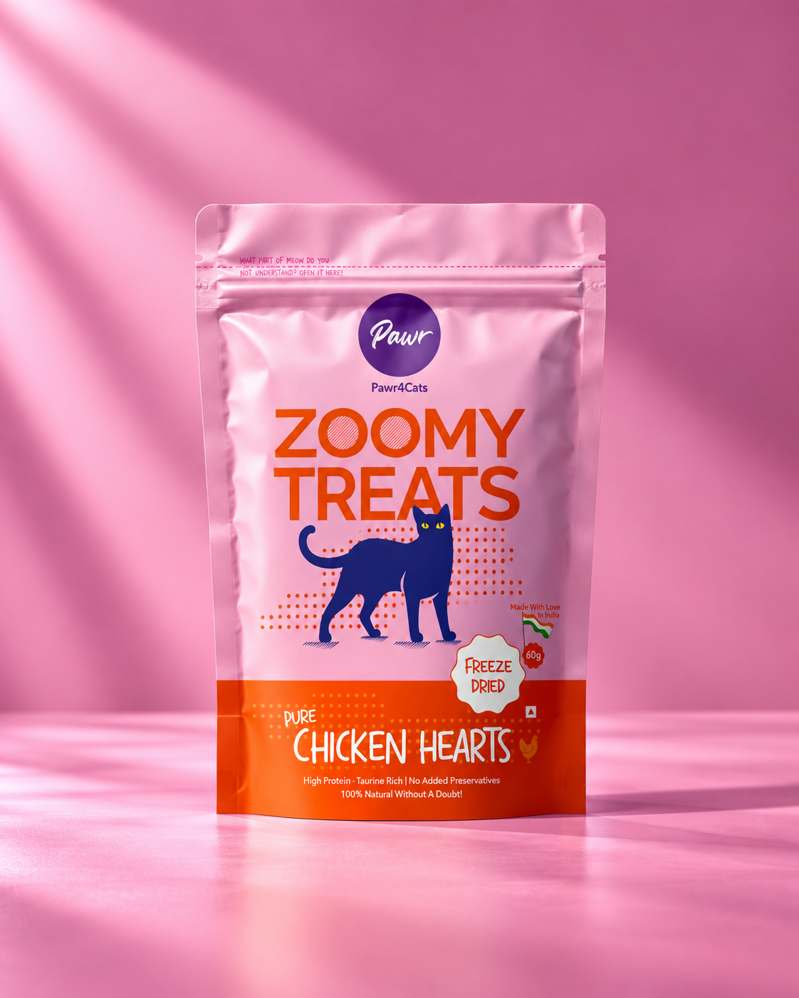 Pawr4Cats | Zoomy Treats | Freeze-Dried Chicken Hearts | 45 GMS