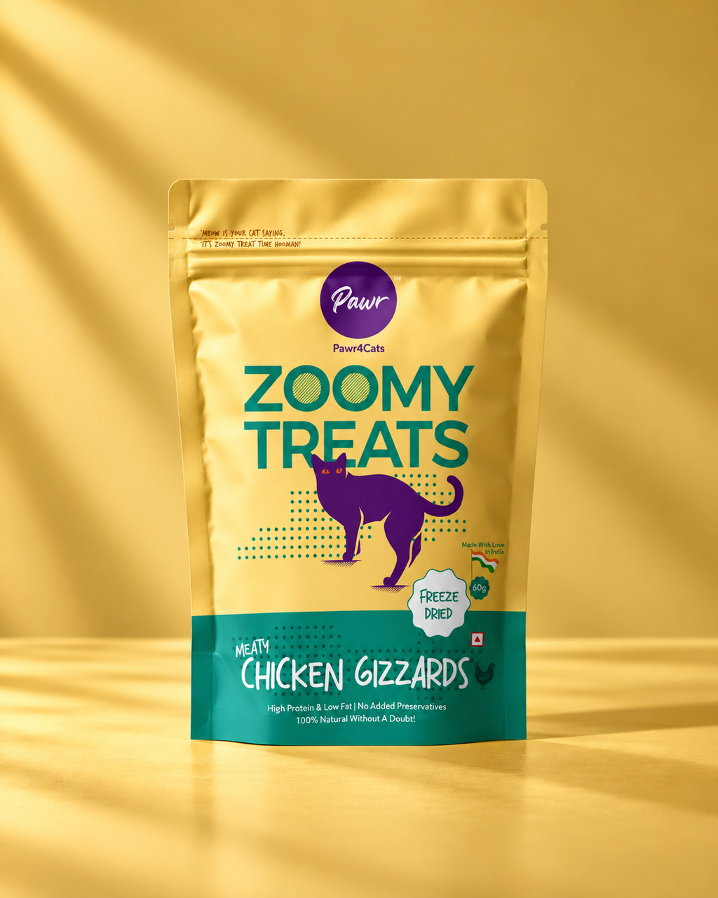 Pawr4Cats | Zoomy Treats | Freeze-Dried Chicken Gizzards | 45 GMS