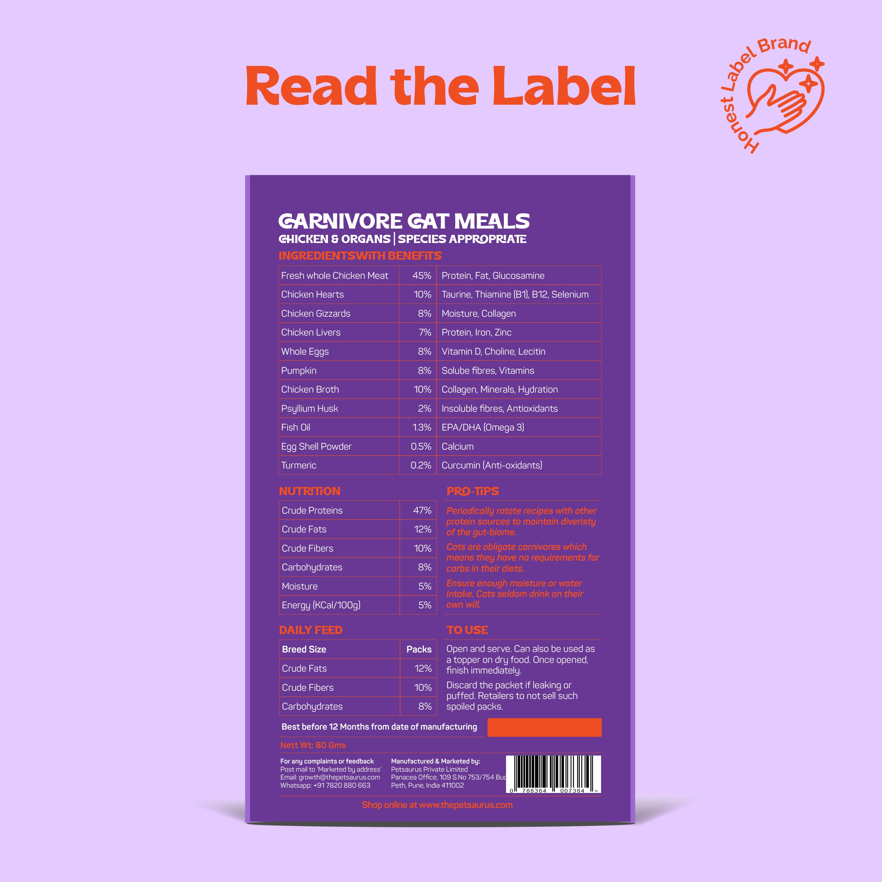 Pawr4Cats | FreshMeals | Chicken, Organs & Pumpkins