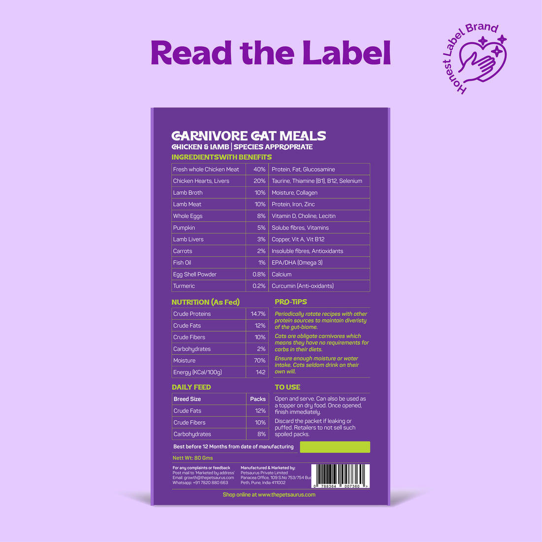 Pawr4Cats | FreshMeals | Chicken, Lamb & Veggies