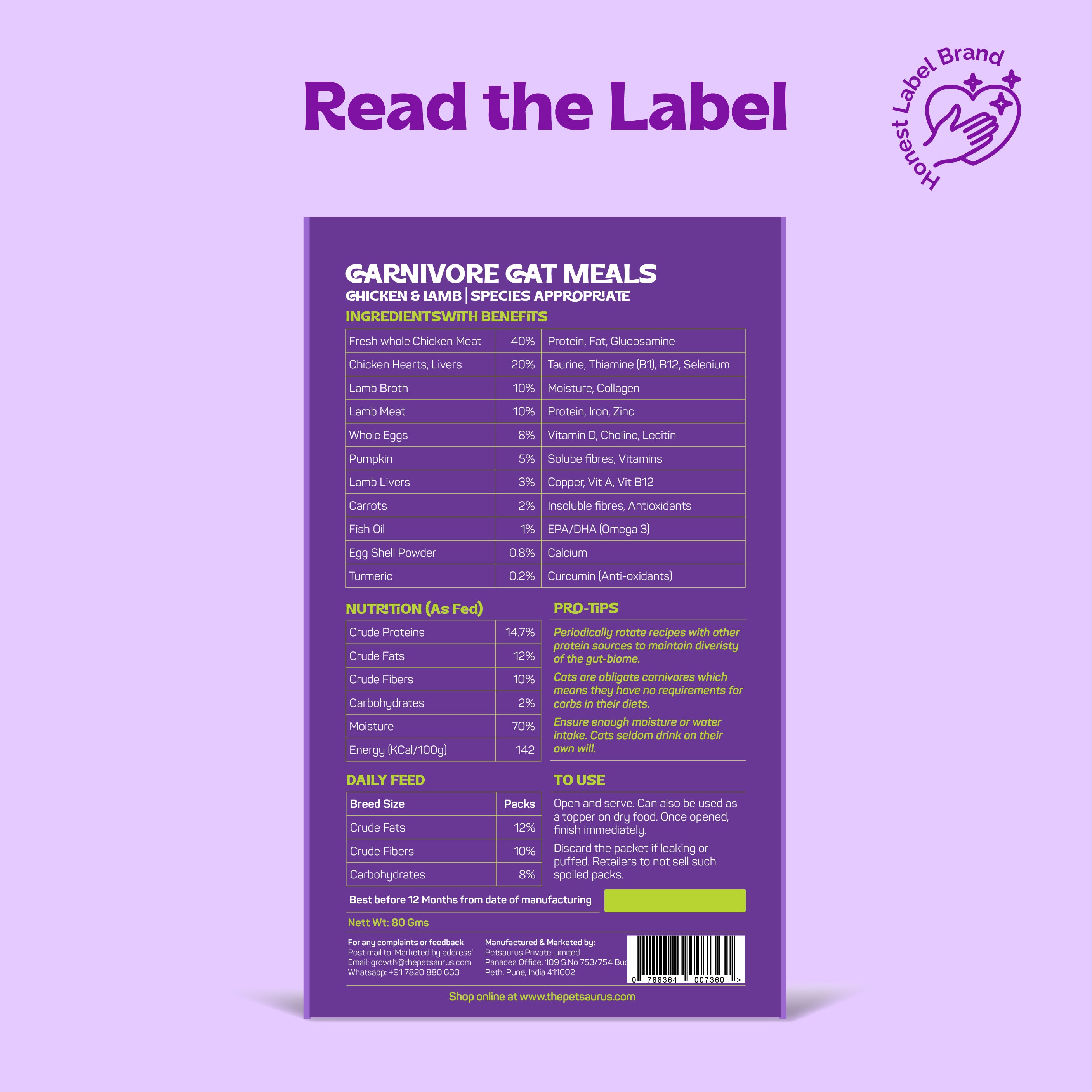 Pawr4Cats | FreshMeals | Chicken, Lamb & Veggies