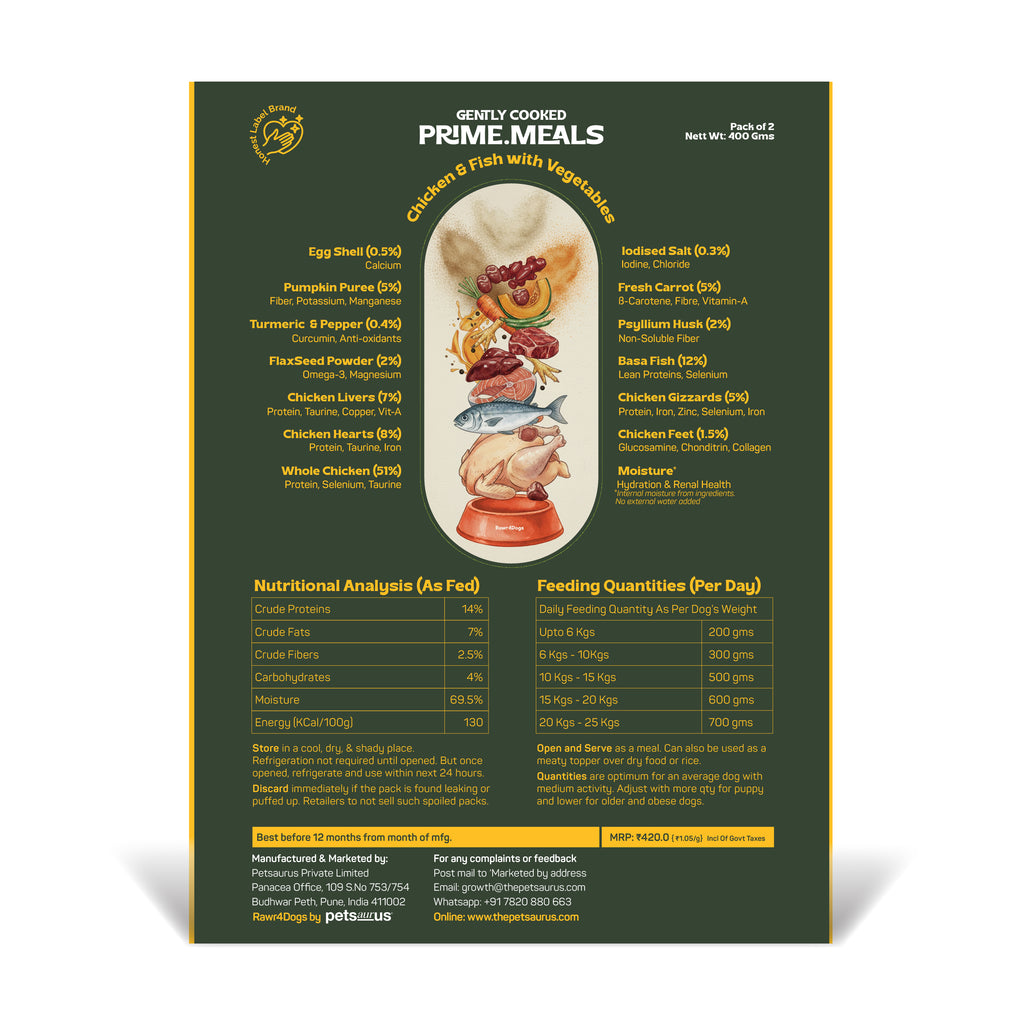 Rawr4Dogs | FreshMeals | Gentle Cooked Wet Meals | Fish, Sweet Potato, Carrots