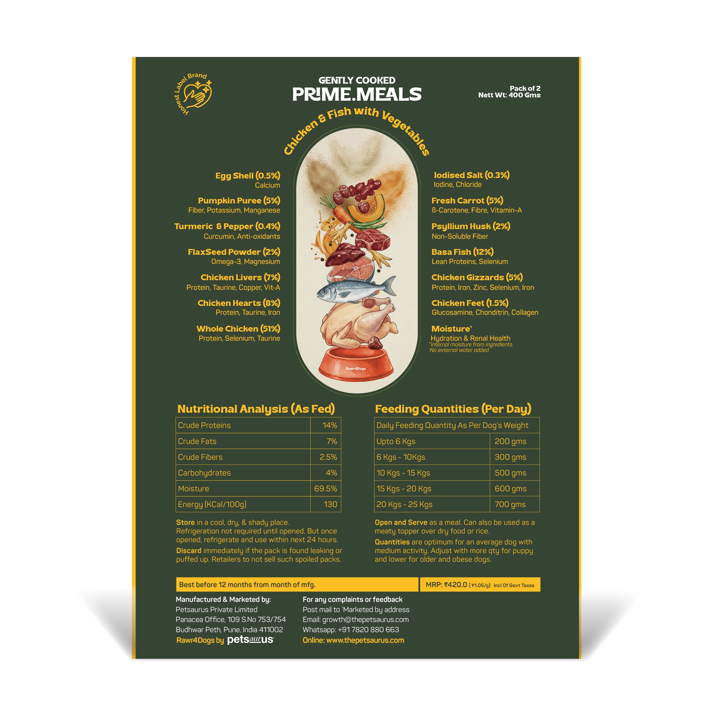 Rawr4Dogs | FreshMeals | Gentle Cooked Wet Meals | Fish, Sweet Potato, Carrots