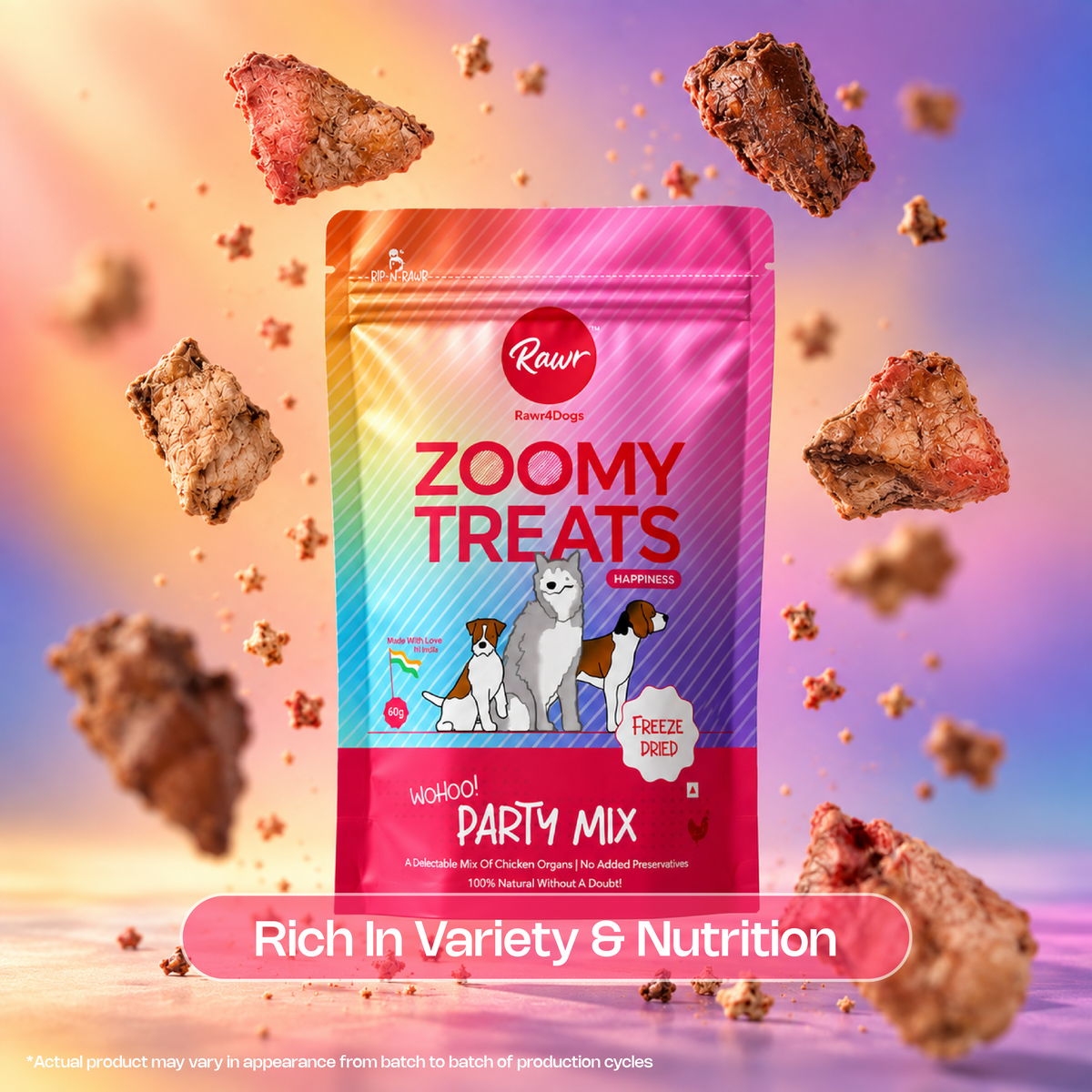 Rawr4Dogs | Zoomy Treats | Freeze-Dried Party Mix | 45 GMS