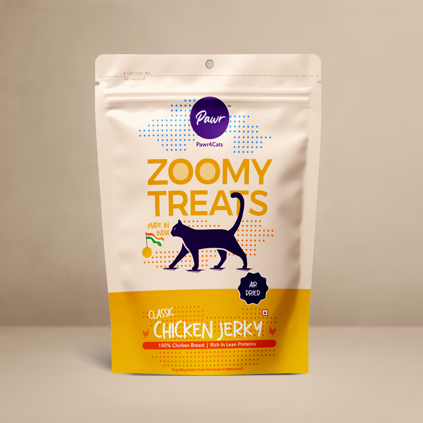Pawr4Cats | Zoomy Treats | Air-Dried Classic Chicken Jerky | 50 GMS