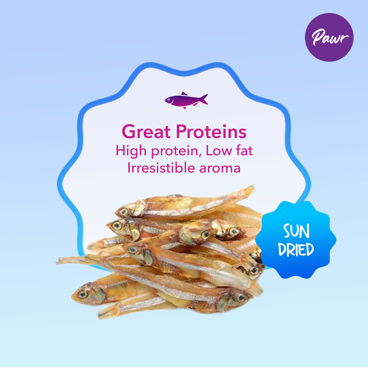 Pawr4Cats | Zoomy Treats | Sun-Dried Golden Anchovy Fish | 60 GMS