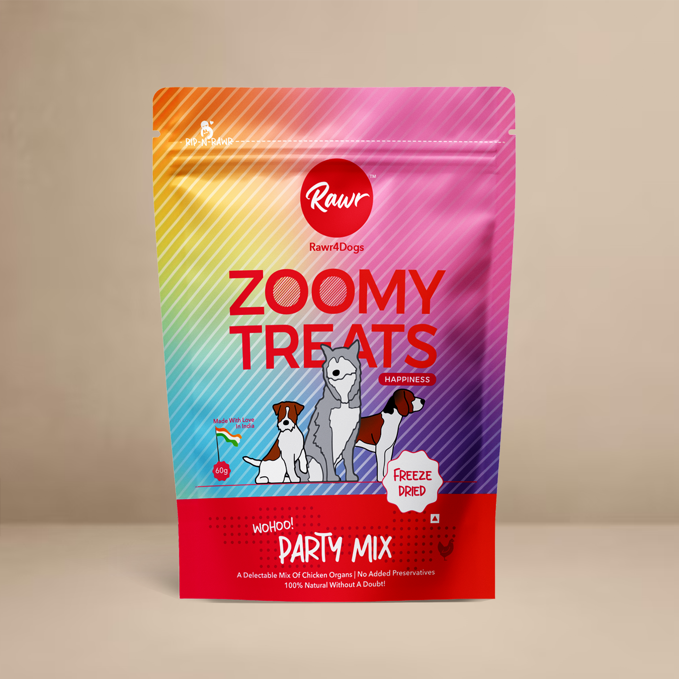 Rawr4Dogs | Zoomy Treats | Freeze-Dried Party Mix | 60 GMS