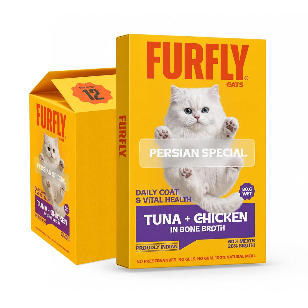 FurFly Cats | Tuna + Chicken in Bone Broth Cat Wet Food Persian Special | 80gms