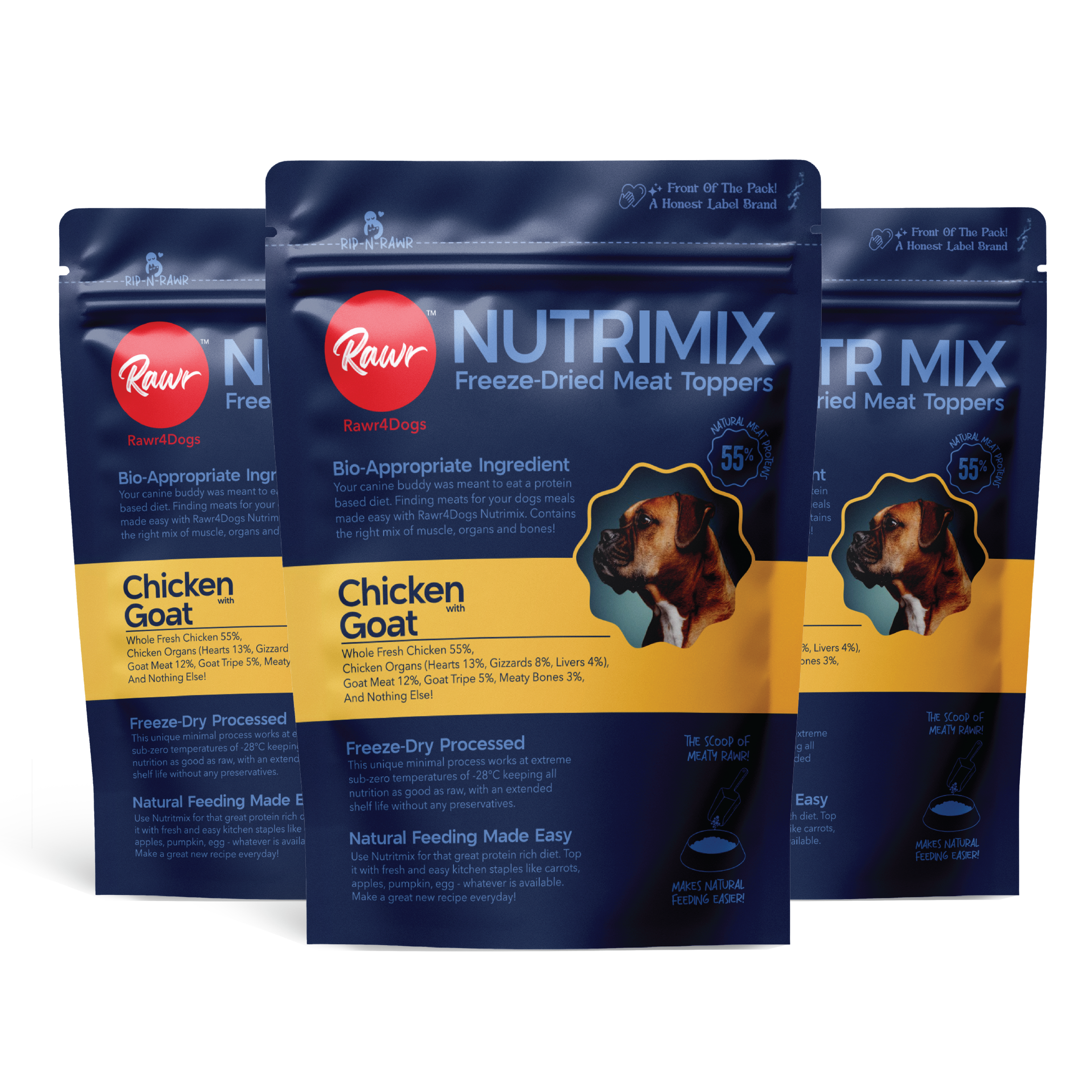 Rawr4Dogs | Nutrimix Freeze-Dried | 100% Meat Toppers | Chicken & Goat