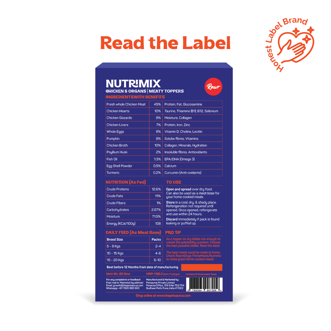 Rawr4Dogs | Nutrimix (Wet) | Meaty Toppers | Chicken & Organs