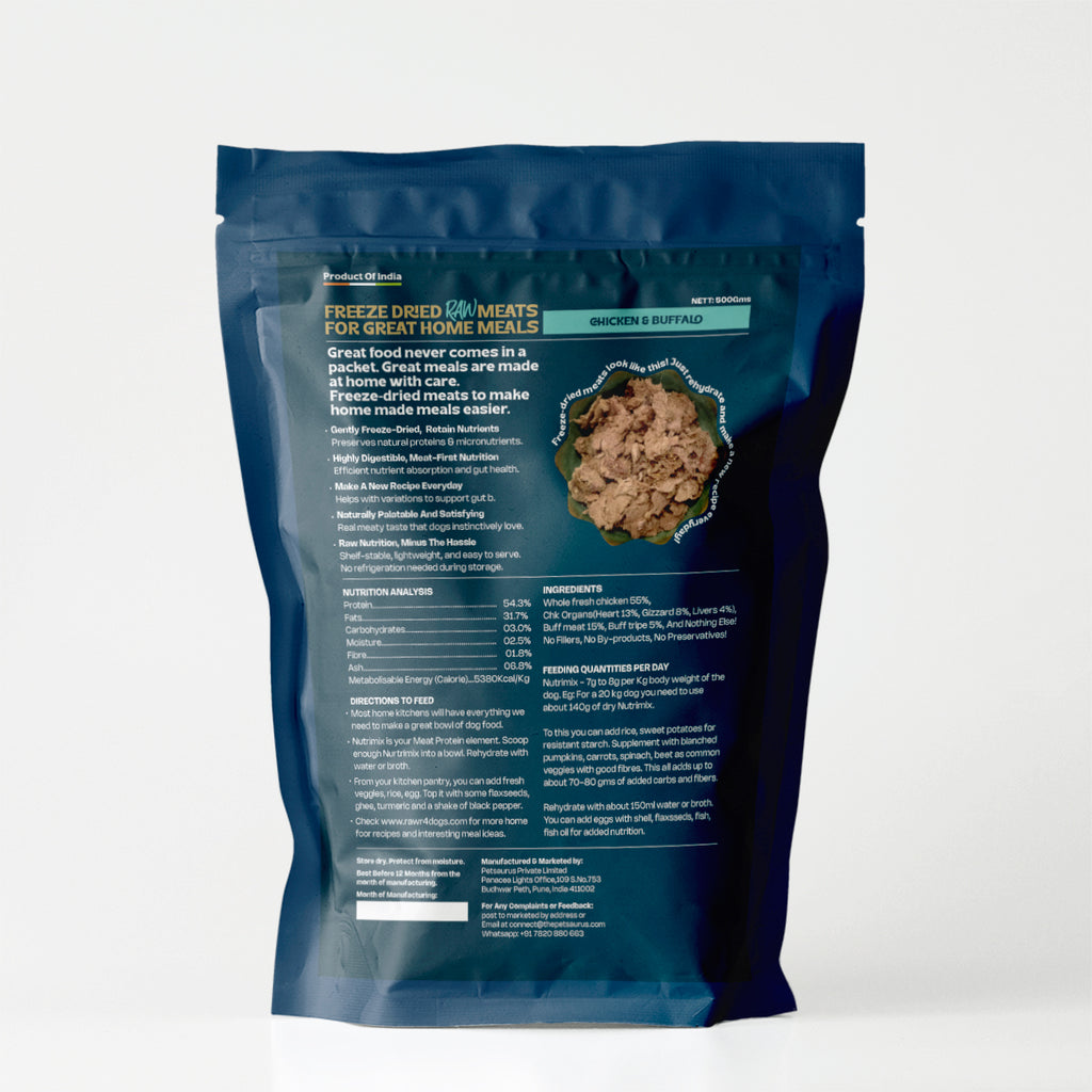 Rawr4Dogs | Nutrimix Freeze-Dried | 100% Meat Toppers | Chicken & Buffalo