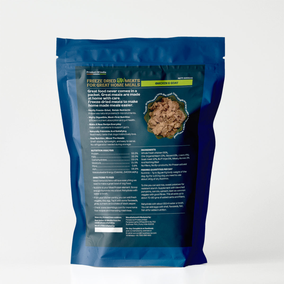 Rawr4Dogs | Nutrimix Freeze-Dried | 100% Meat Toppers | Chicken & Goat